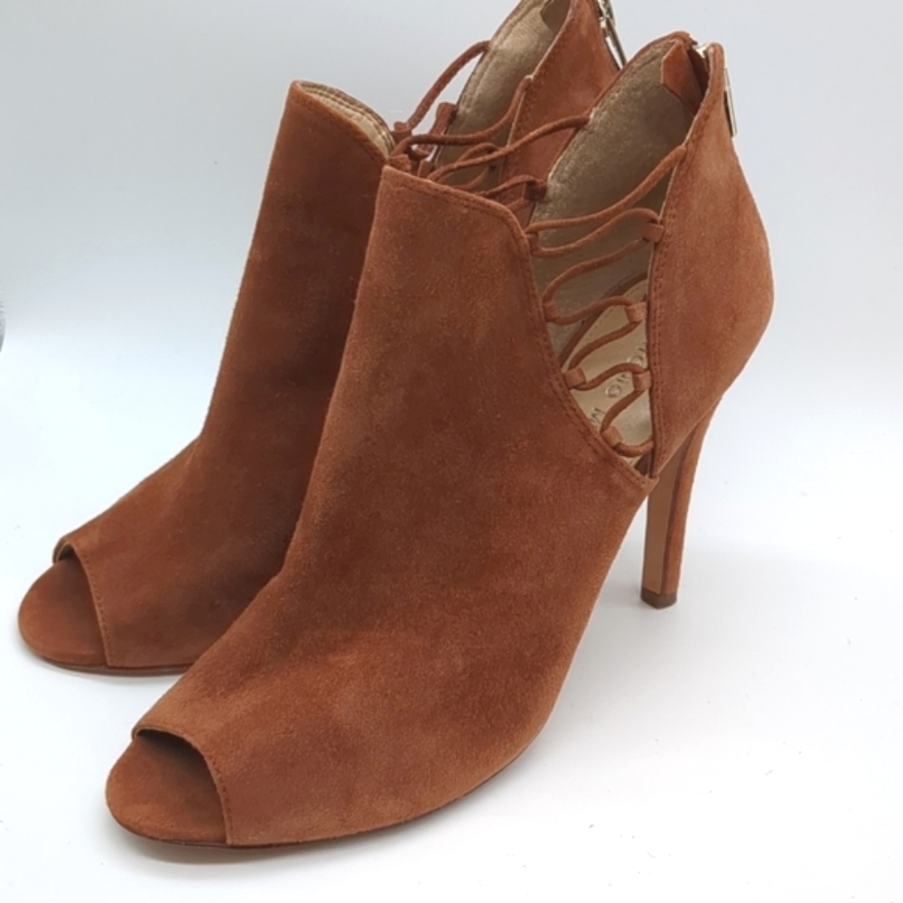 Antonio Melani Belinda Rust Brown Suede Booties Sz 10 M